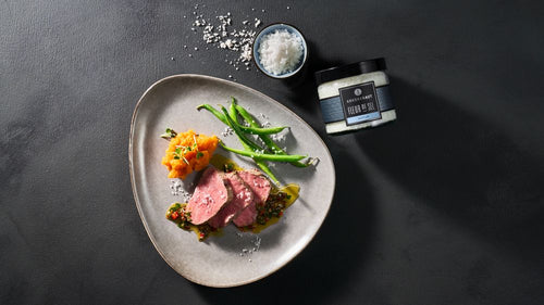 Kalbsfilet mit Chimichurri Sauce auf Süßkartoffelpüree