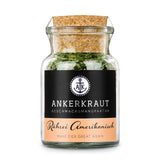 Amerikanisches Rührei von Ankerkraut im Korkenglas auf weißem Hintergrund.
