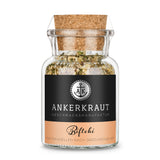 Bifteki Gewürz Kaufen von Ankerkraut im Korkenglas auf weißem Hintergrund.