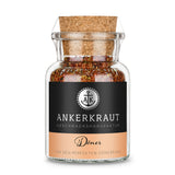 Döner Gewürz von Ankerkraut im Korkenglas auf weißem Hintergrund.