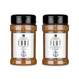 Ebbe Und Flut By Küstenglut Set auf weißem Hintergrund.