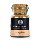 Pilzgewürz von Ankerkraut im Korkenglas auf weißem Hintergrund.