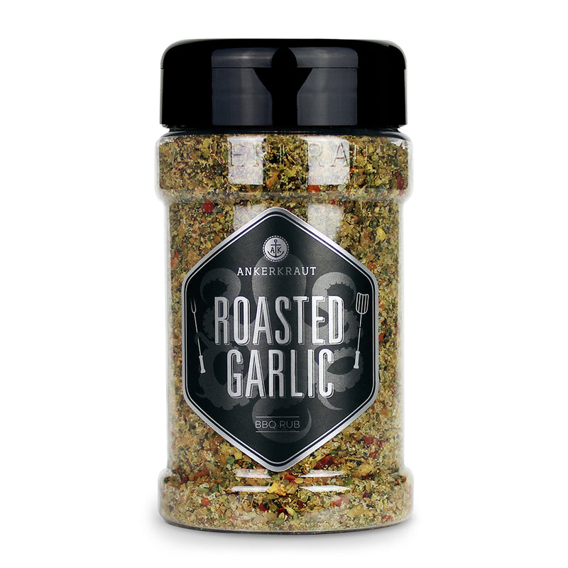 Ankerkraut Roasted Garlic im Gewürzstreuer vor weißem Hintergrund.