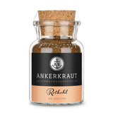 Rotkohl Gewürz von Ankerkraut im Korkenglas auf weißem Hintergrund.
