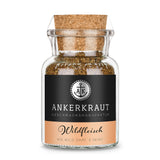 Wildgewürz von Ankerkraut im Korkenglas auf weißem Hintergrund.